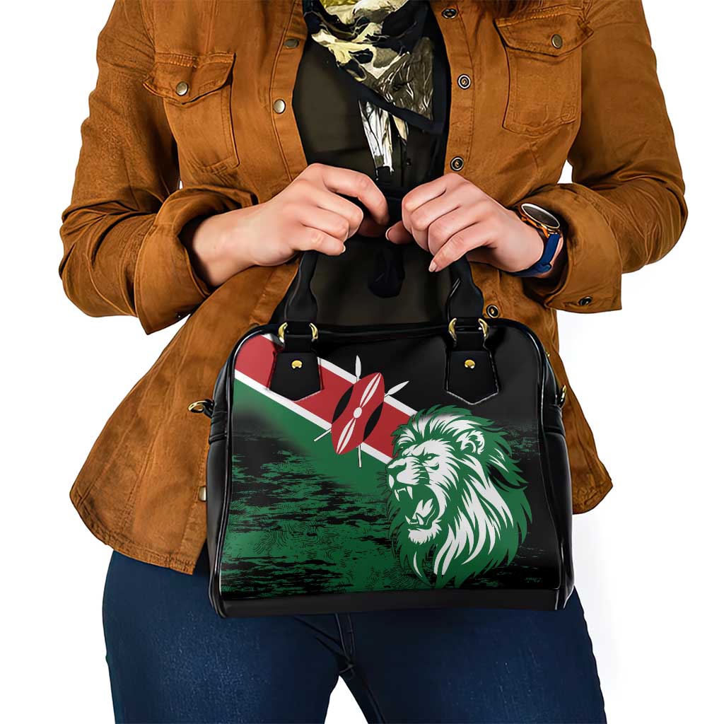 Kenya Lion Head Shoulder Handbag Flag Style
