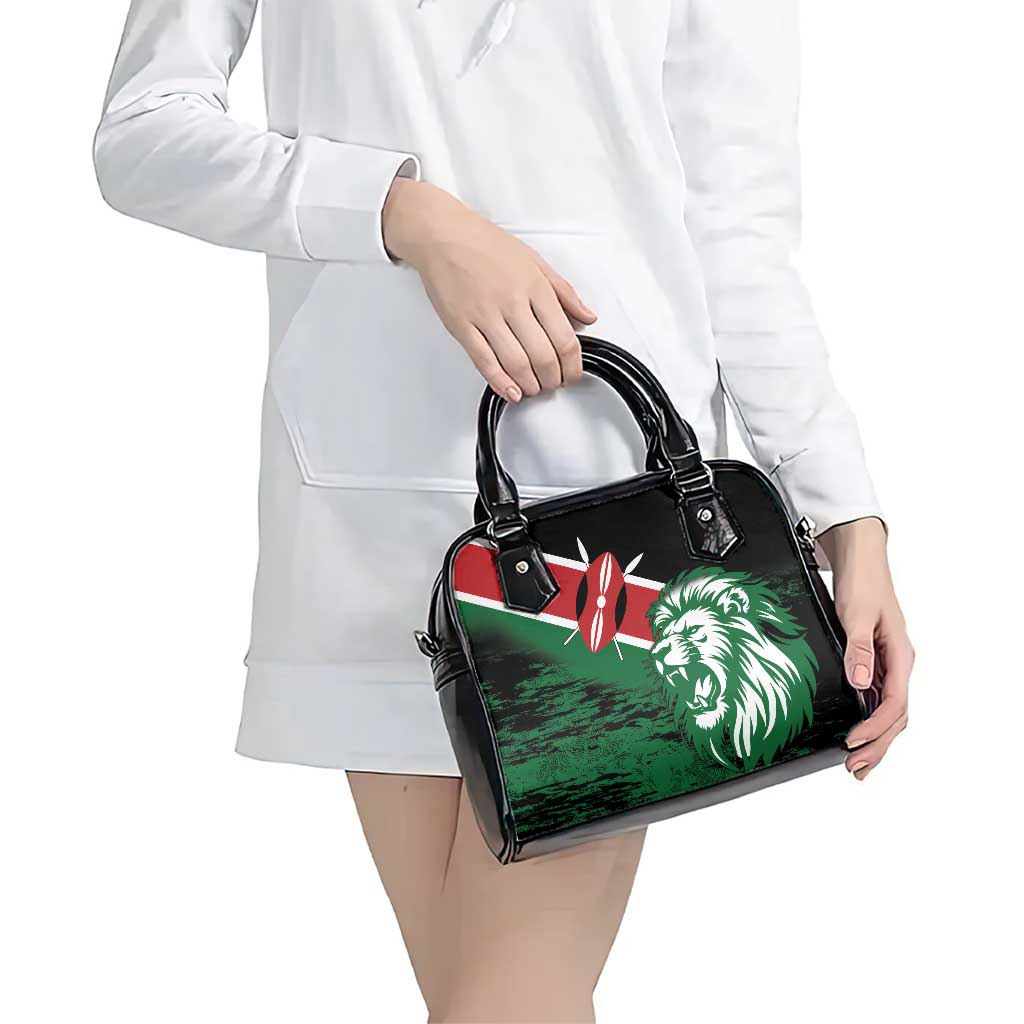 Kenya Lion Head Shoulder Handbag Flag Style