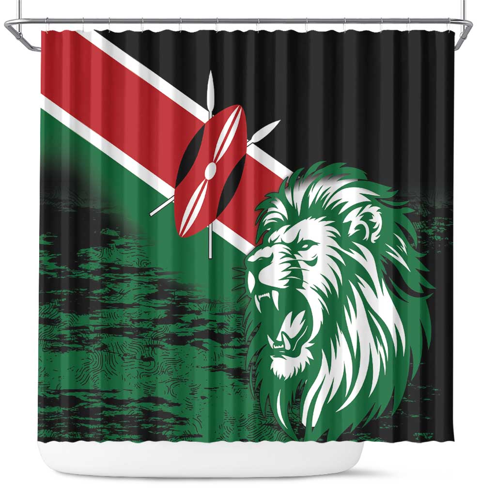 Kenya Lion Head Shower Curtain Flag Style