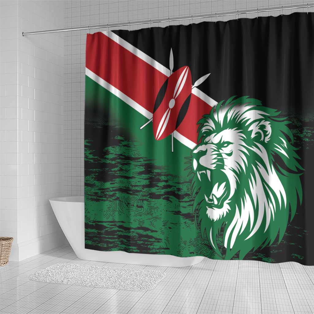 Kenya Lion Head Shower Curtain Flag Style
