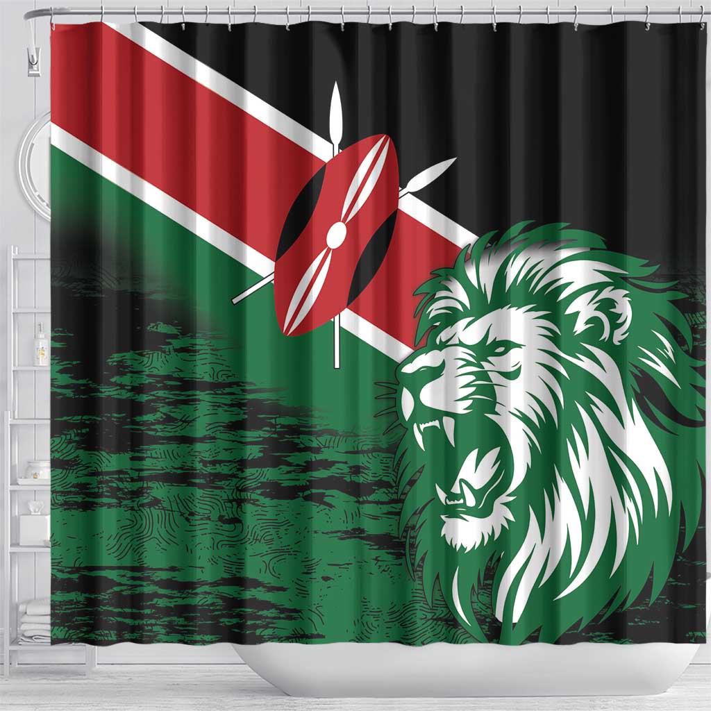Kenya Lion Head Shower Curtain Flag Style
