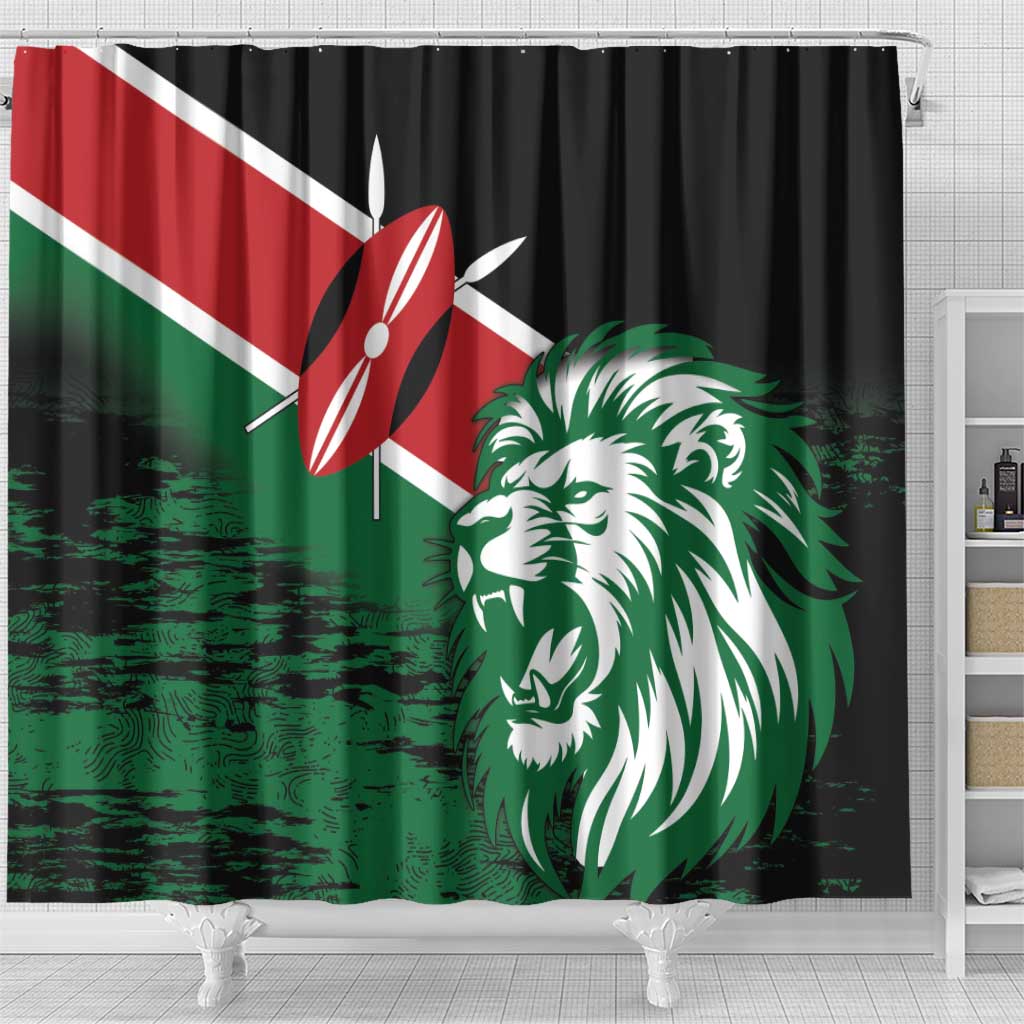 Kenya Lion Head Shower Curtain Flag Style
