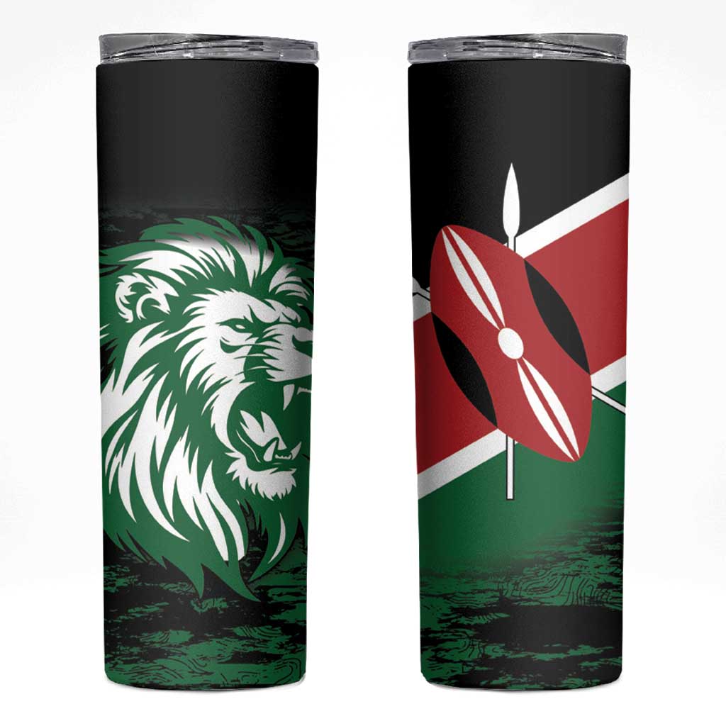 Kenya Lion Head Skinny Tumbler Flag Style - Wonder Print Shop