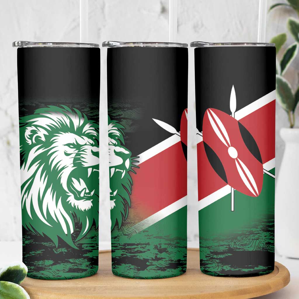 Kenya Lion Head Skinny Tumbler Flag Style - Wonder Print Shop