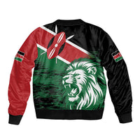 Kenya Lion Head Sleeve Zip Bomber Jacket Flag Style - Wonder Print Shop