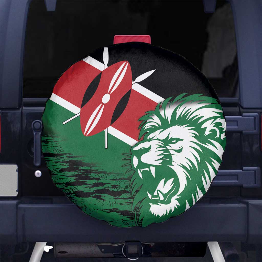 Kenya Lion Head Spare Tire Cover Flag Style - Wonder Print Shop