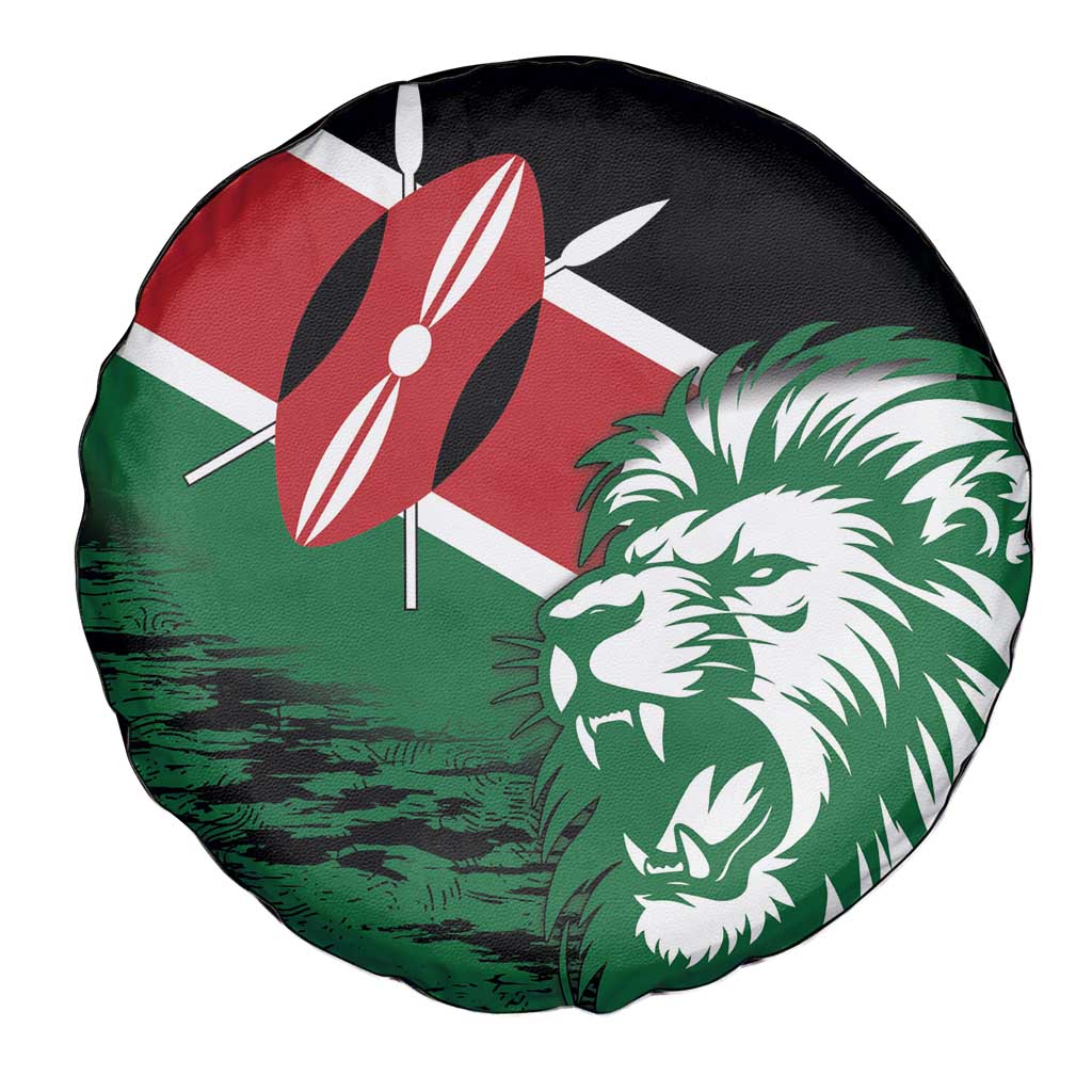 Kenya Lion Head Spare Tire Cover Flag Style - Wonder Print Shop