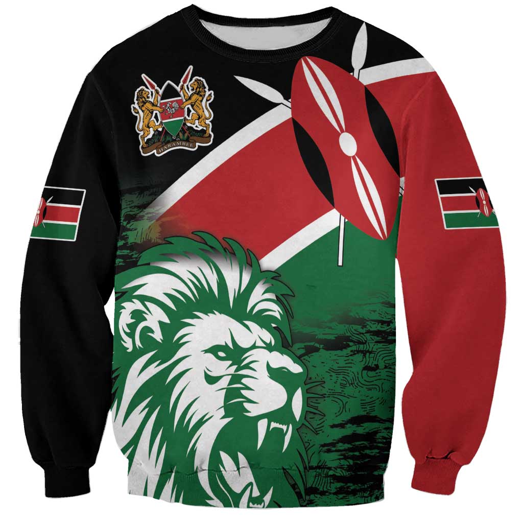 Kenya Lion Head Sweatshirt Flag Style - Wonder Print Shop