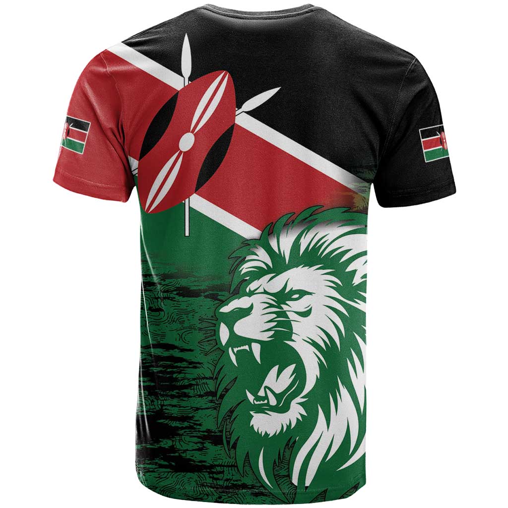 Kenya Lion Head T Shirt Flag Style - Wonder Print Shop