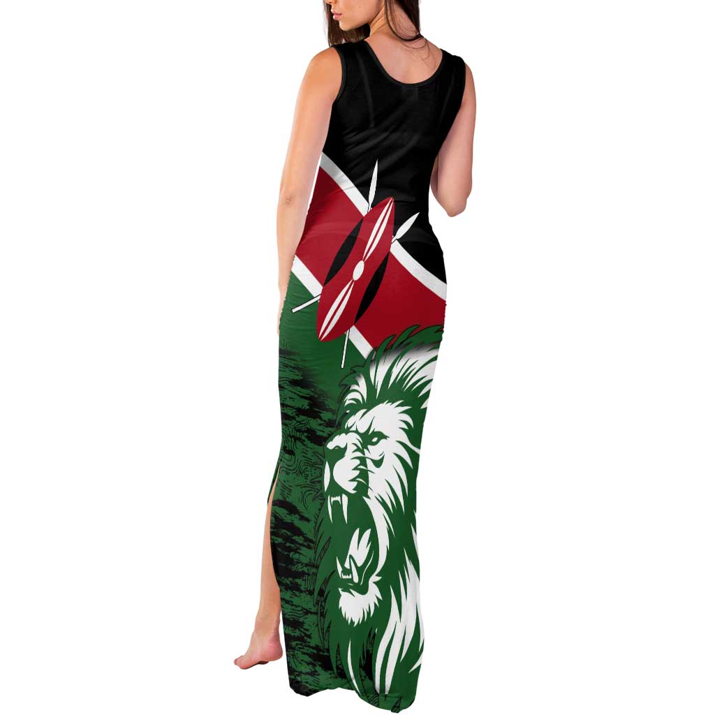 Kenya Lion Head Tank Maxi Dress Flag Style - Wonder Print Shop