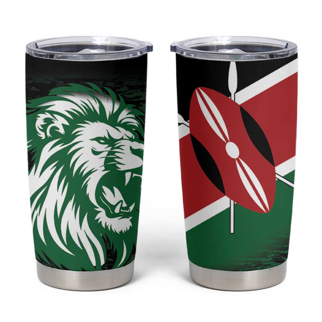 Kenya Lion Head Tumbler Cup Flag Style - Wonder Print Shop