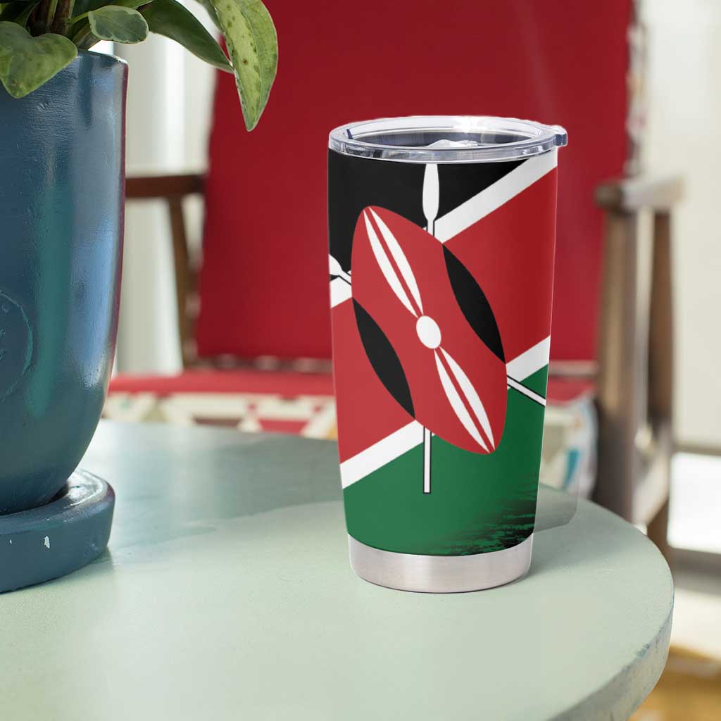 Kenya Lion Head Tumbler Cup Flag Style - Wonder Print Shop