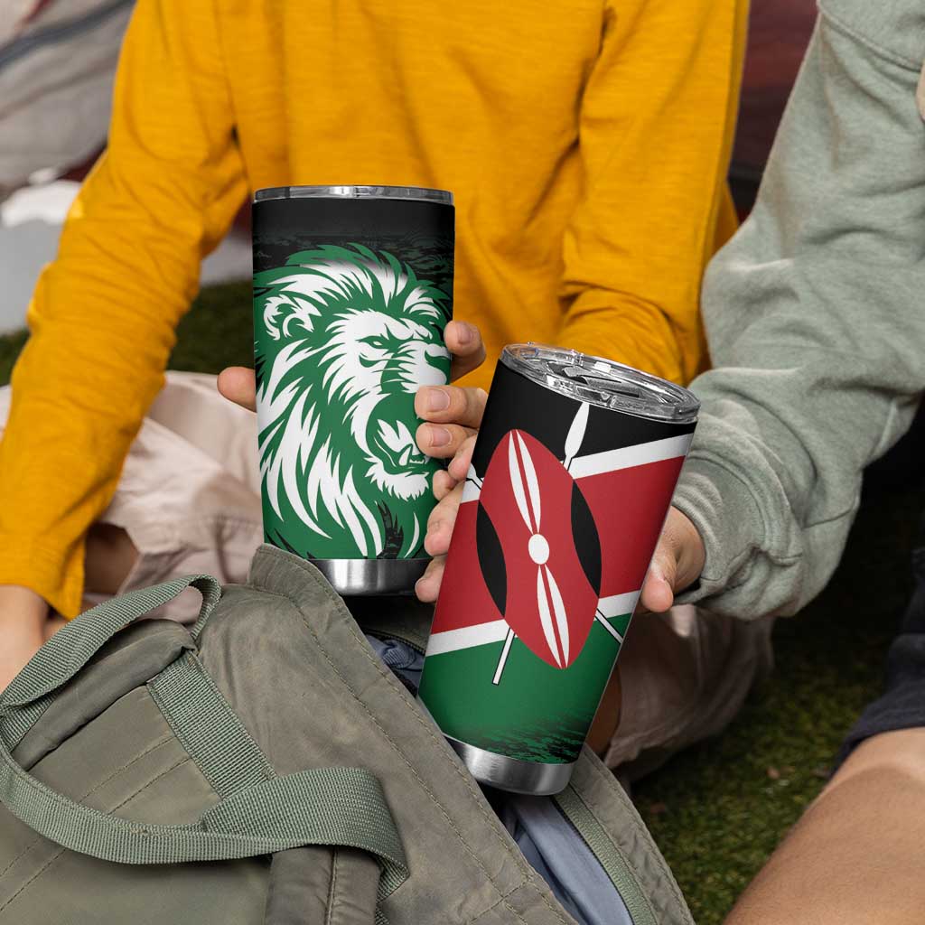 Kenya Lion Head Tumbler Cup Flag Style - Wonder Print Shop