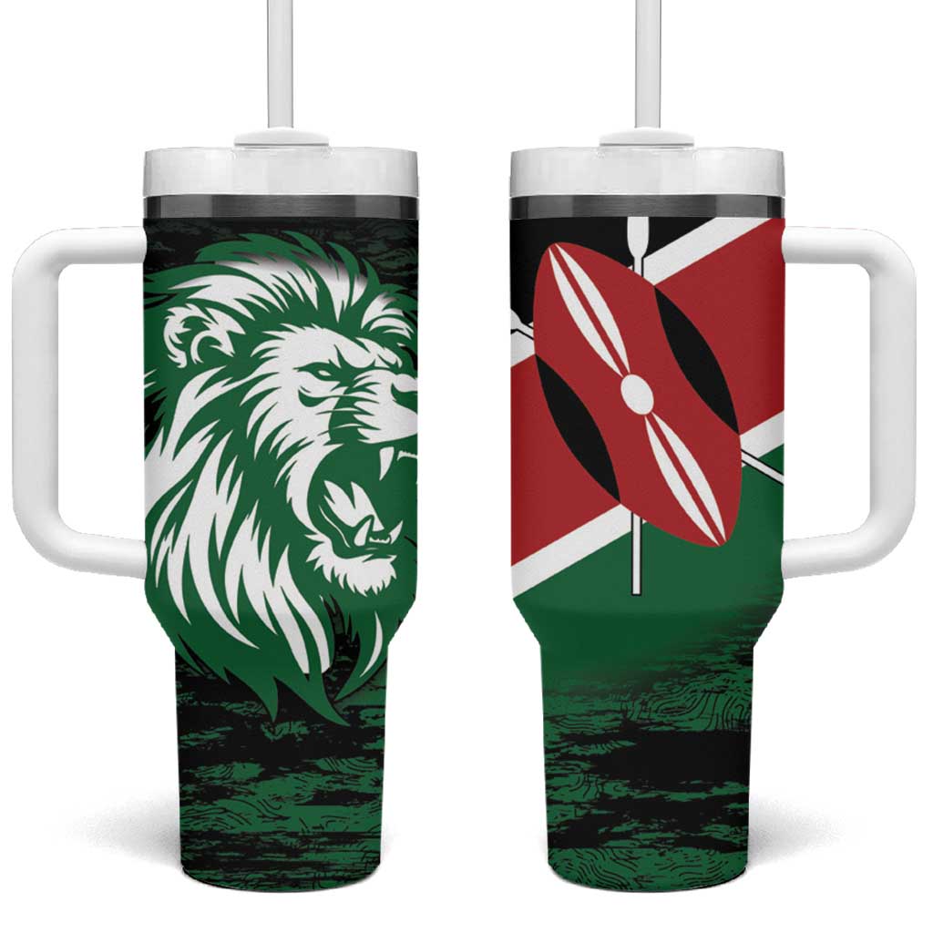 Kenya Lion Head Tumbler With Handle Flag Style - Wonder Print Shop