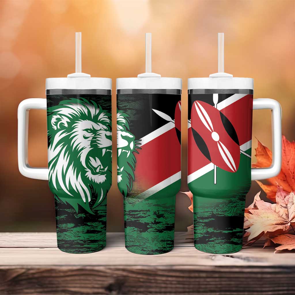 Kenya Lion Head Tumbler With Handle Flag Style - Wonder Print Shop