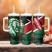 Kenya Lion Head Tumbler With Handle Flag Style - Wonder Print Shop