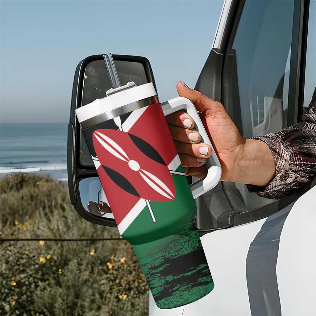 Kenya Lion Head Tumbler With Handle Flag Style - Wonder Print Shop