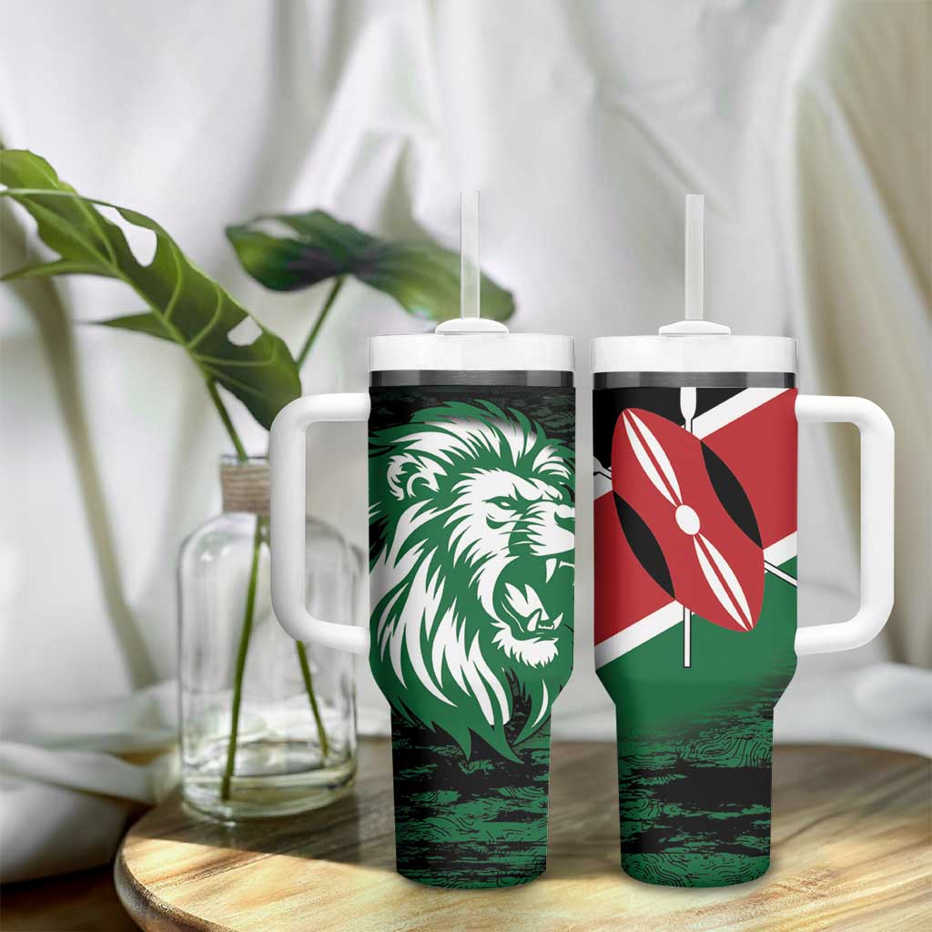 Kenya Lion Head Tumbler With Handle Flag Style - Wonder Print Shop