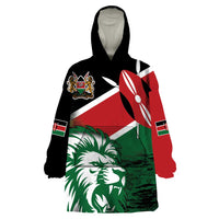 Kenya Lion Head Wearable Blanket Hoodie Flag Style - Wonder Print Shop