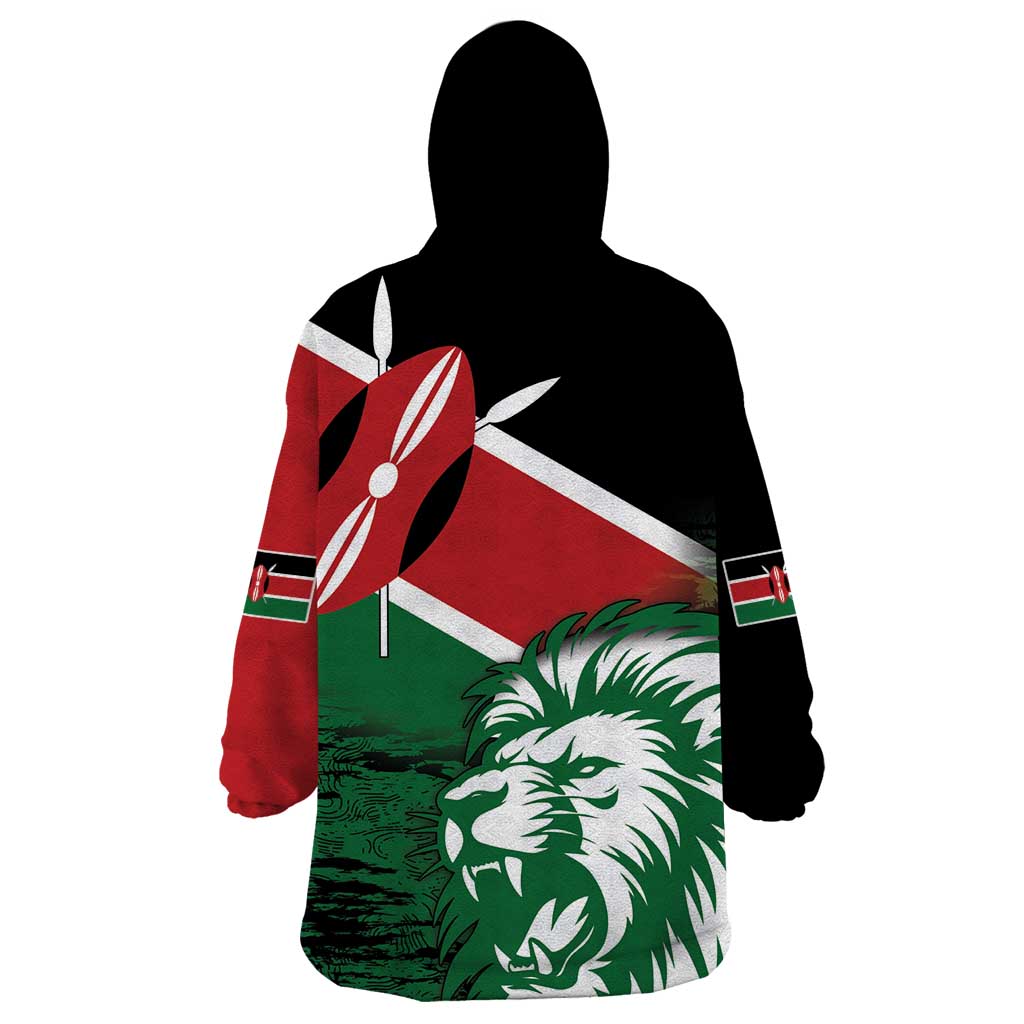 Kenya Lion Head Wearable Blanket Hoodie Flag Style - Wonder Print Shop
