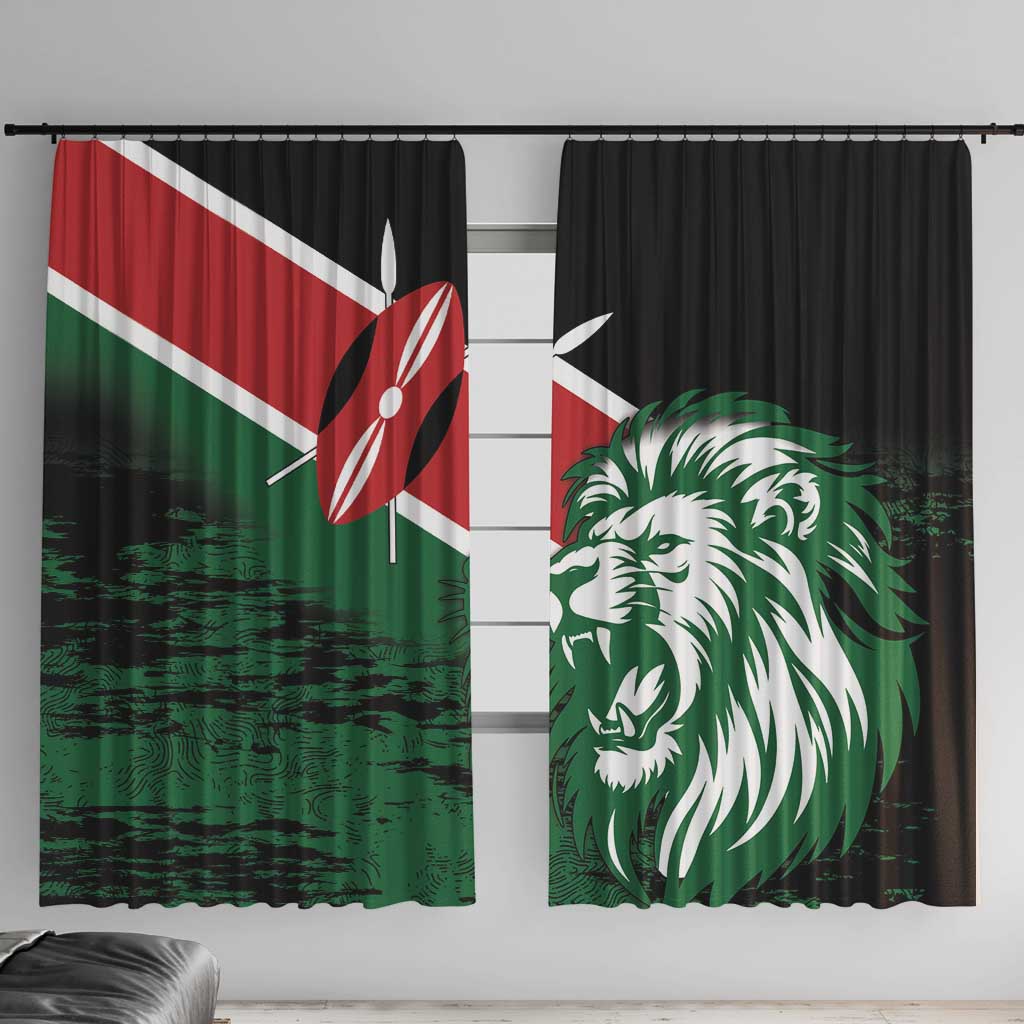 Kenya Lion Head Window Curtain Flag Style - Wonder Print Shop