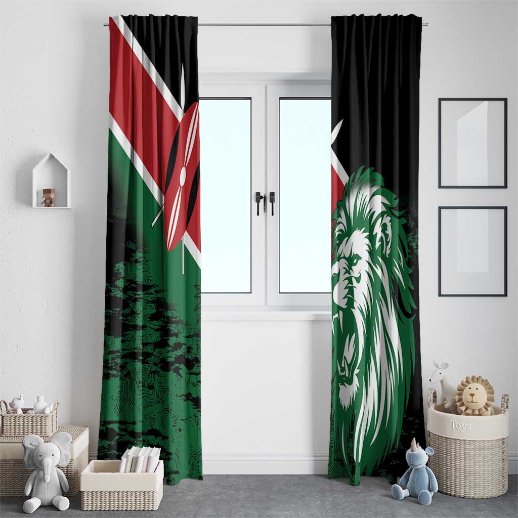 Kenya Lion Head Window Curtain Flag Style - Wonder Print Shop