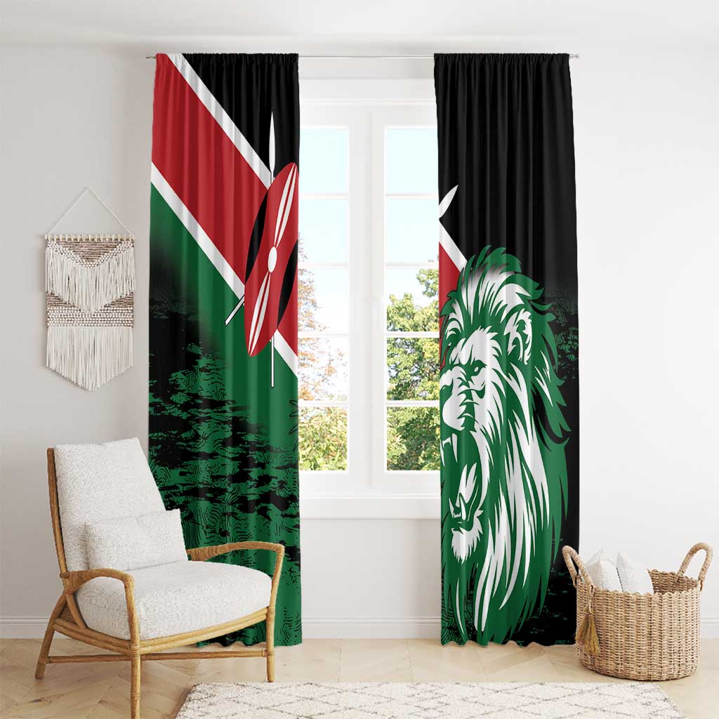Kenya Lion Head Window Curtain Flag Style - Wonder Print Shop