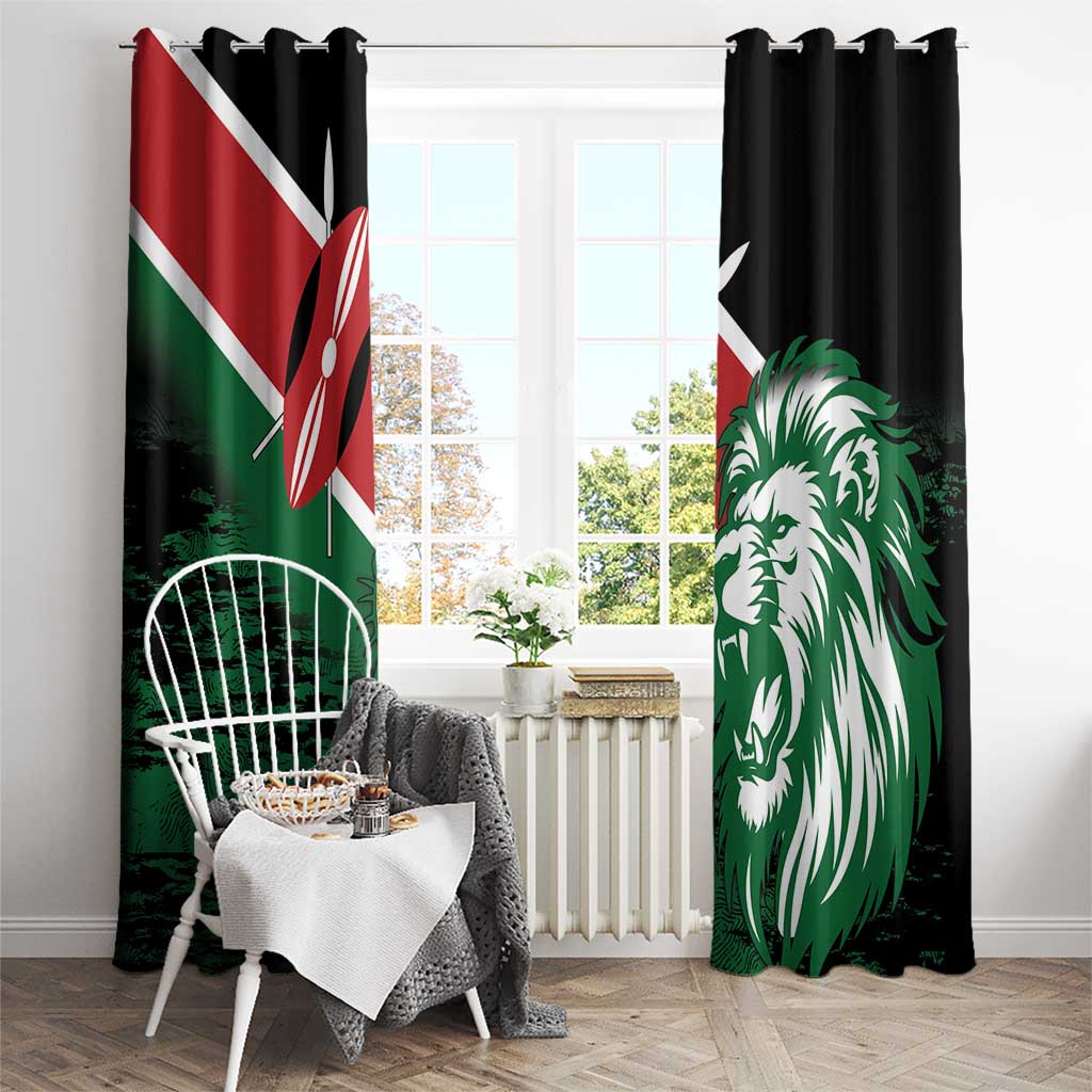 Kenya Lion Head Window Curtain Flag Style - Wonder Print Shop