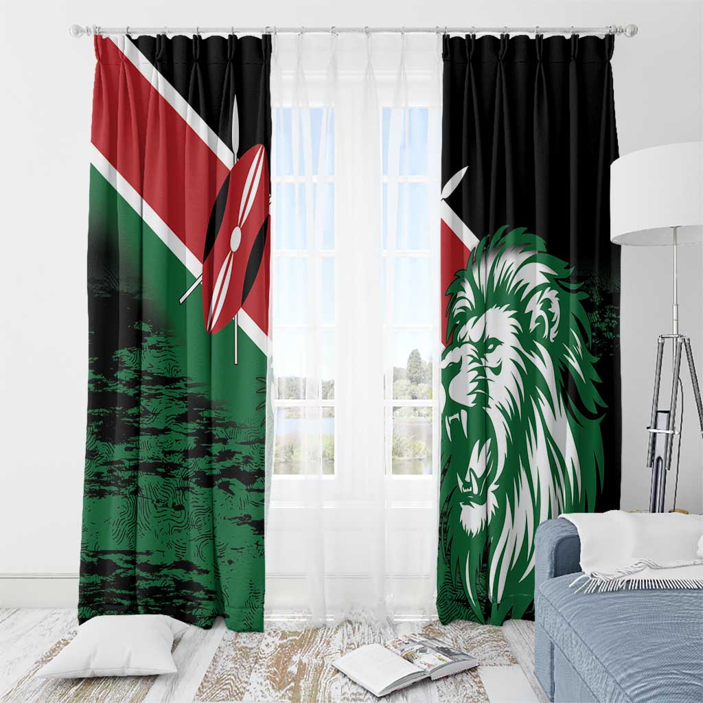 Kenya Lion Head Window Curtain Flag Style - Wonder Print Shop
