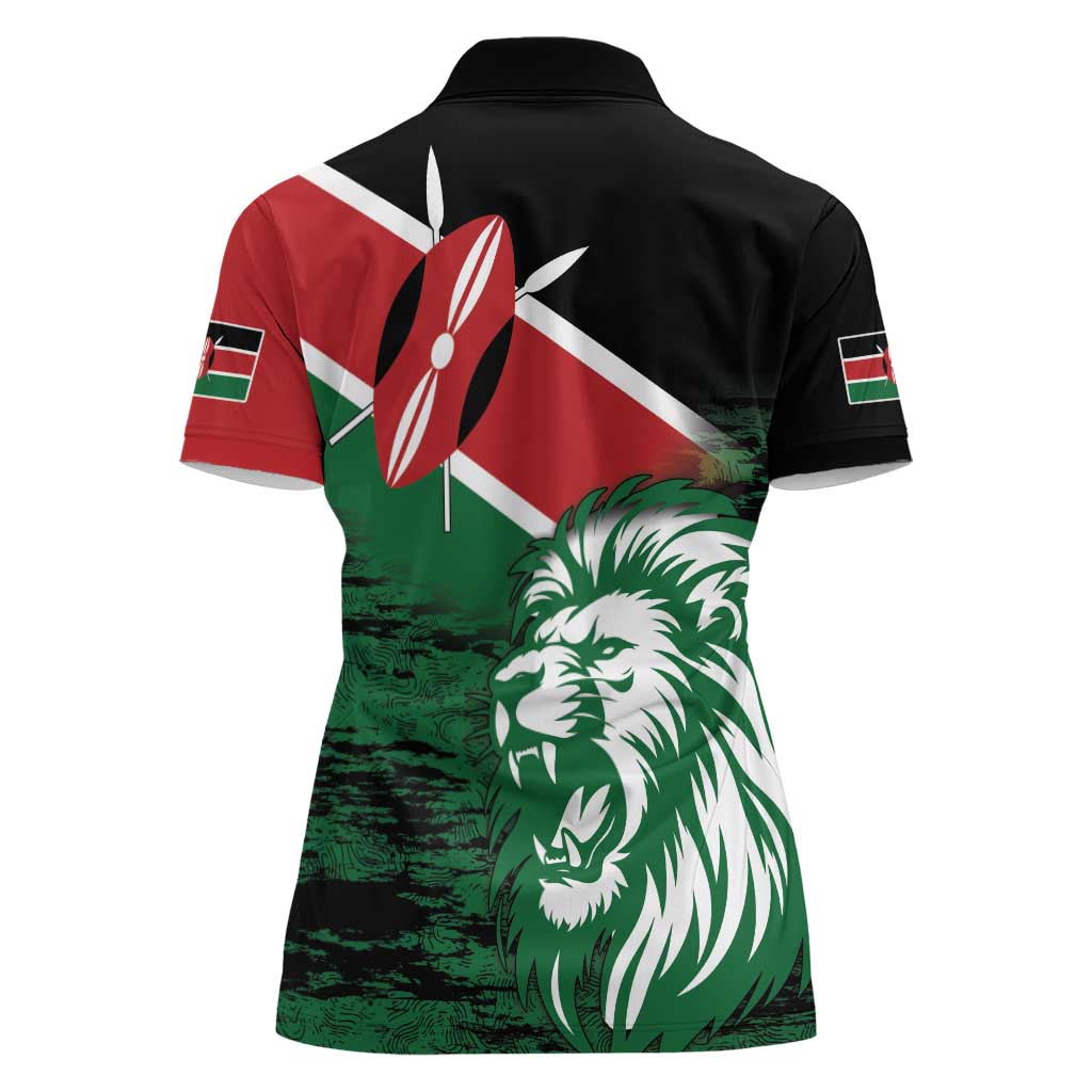 Kenya Lion Head Women Polo Shirt Flag Style - Wonder Print Shop