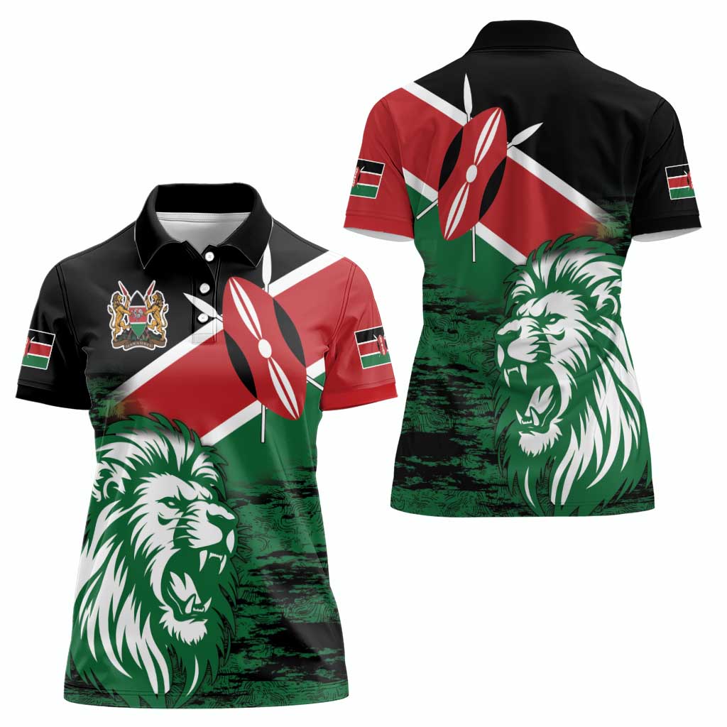 Kenya Lion Head Women Polo Shirt Flag Style - Wonder Print Shop