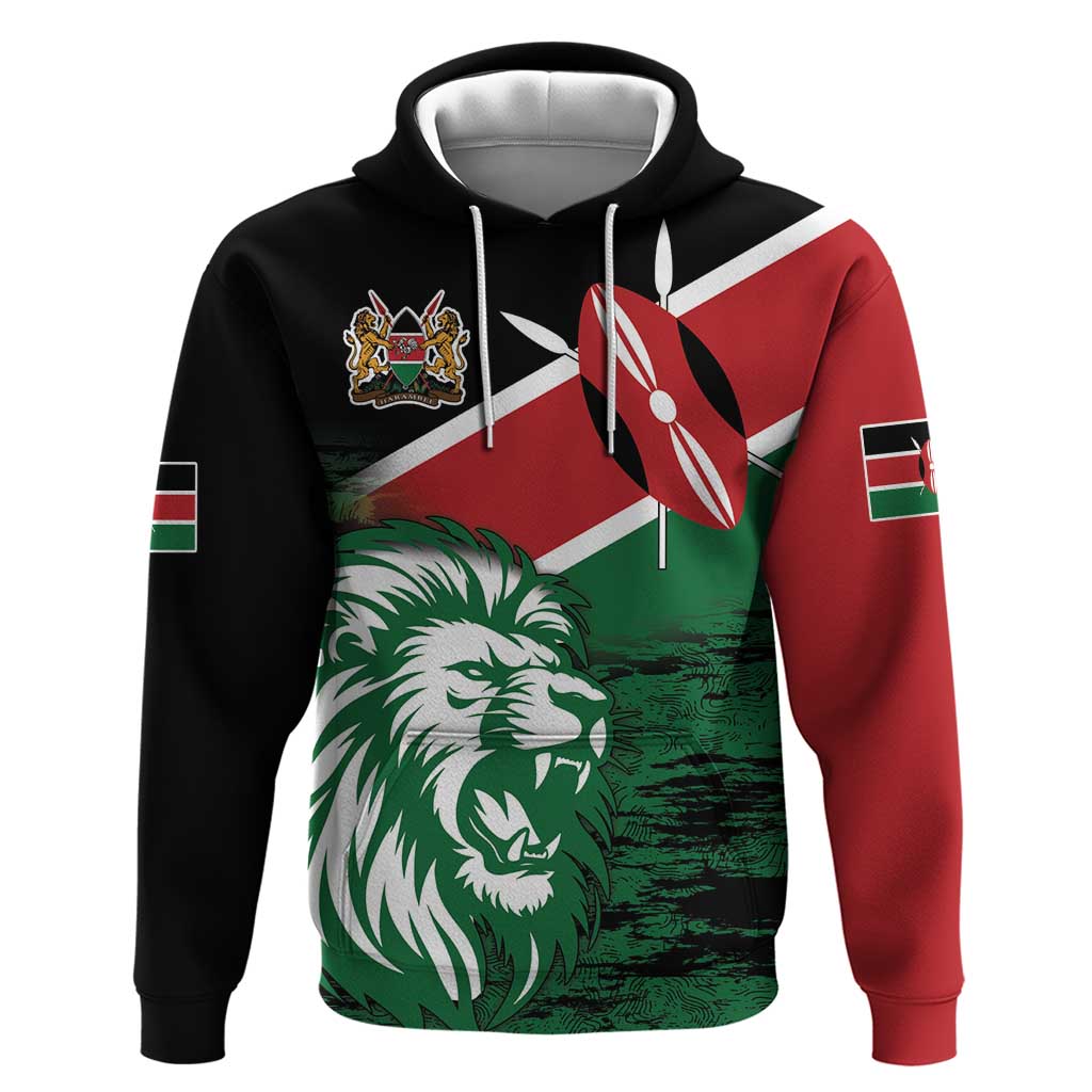Kenya Lion Head Zip Hoodie Flag Style - Wonder Print Shop