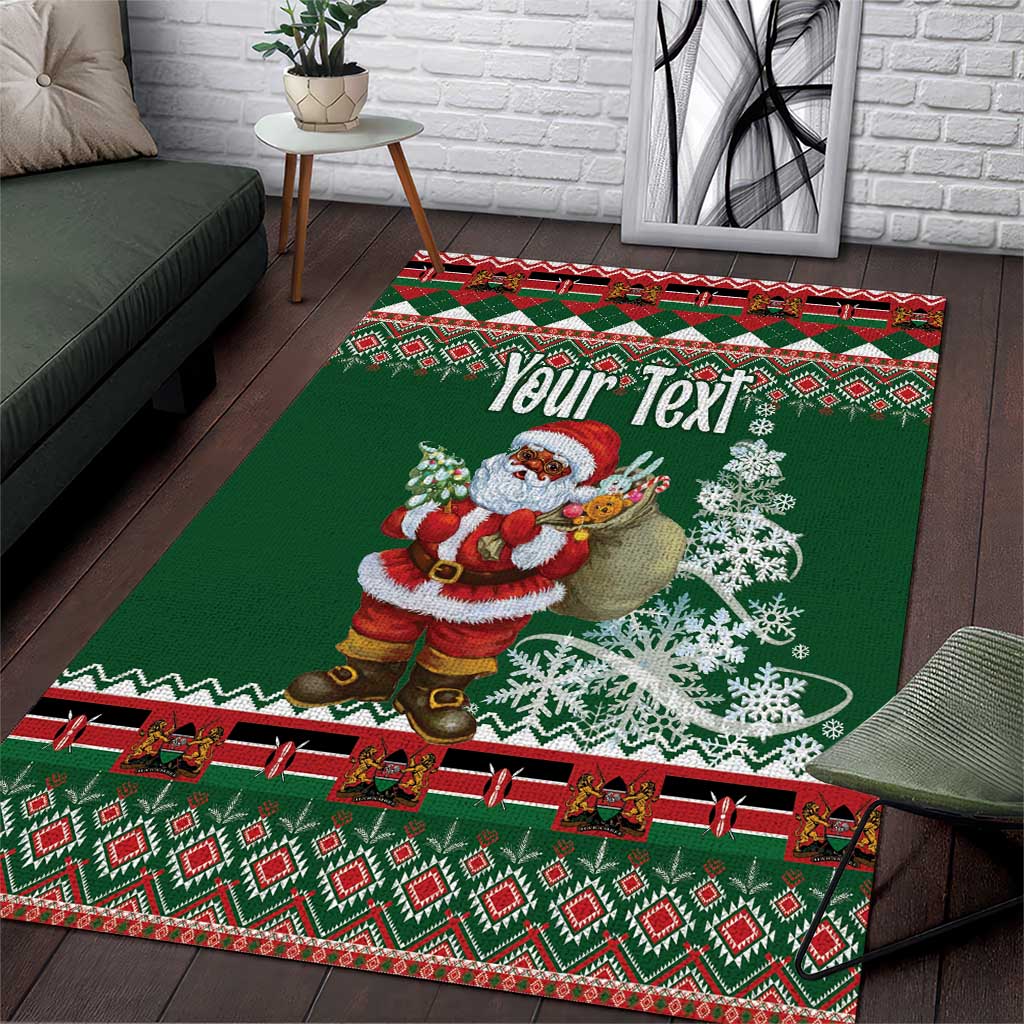 Personalized Kenya Christmas Area Rug African Santa Claus - Heri ya Krismasi - Wonder Print Shop