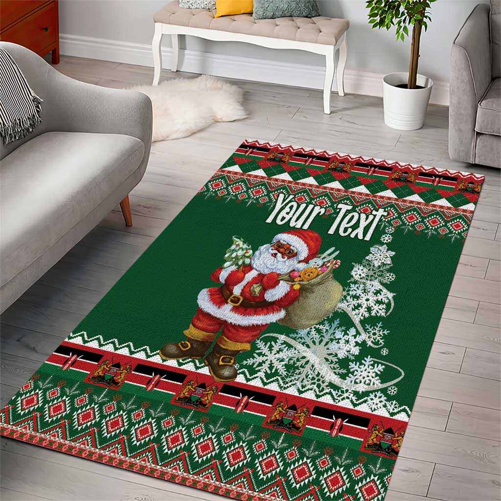 Personalized Kenya Christmas Area Rug African Santa Claus - Heri ya Krismasi - Wonder Print Shop