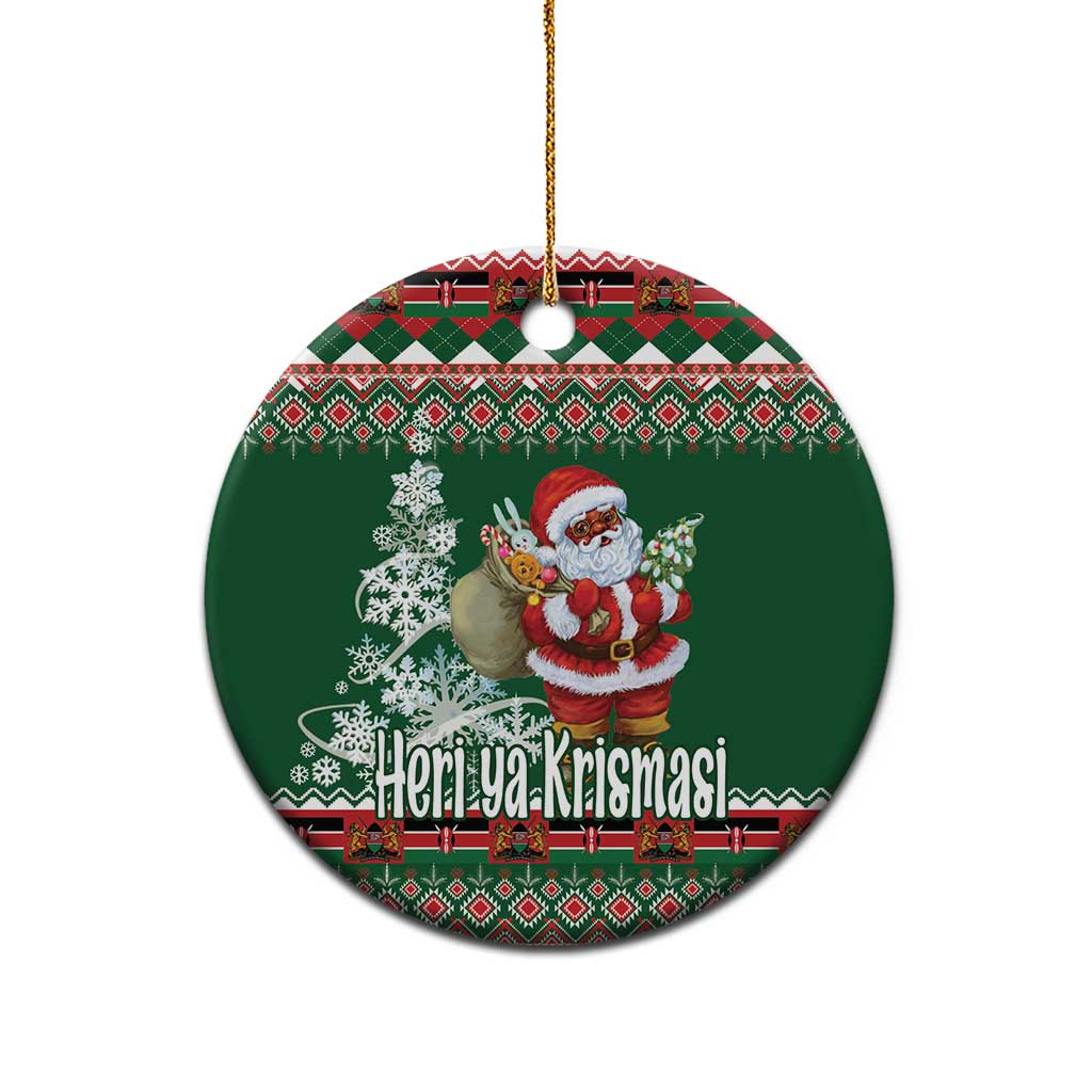Personalized Kenya Christmas Ceramic Ornament African Santa Claus - Heri ya Krismasi - Wonder Print Shop