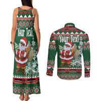 Personalized Kenya Christmas Couples Matching Tank Maxi Dress and Long Sleeve Button Shirt African Santa Claus - Heri ya Krismasi - Wonder Print Shop