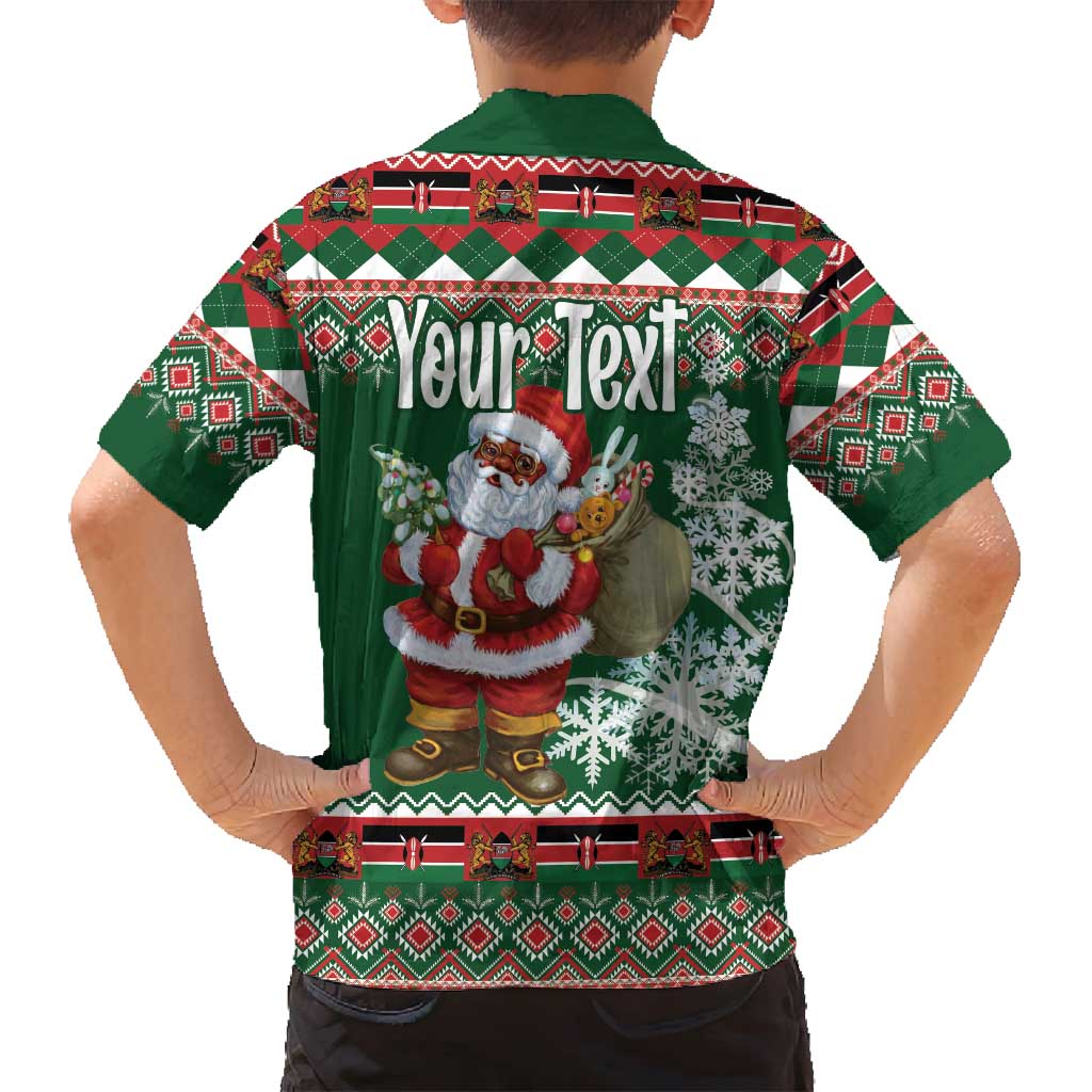 Personalized Kenya Christmas Family Matching Long Sleeve Bodycon Dress and Hawaiian Shirt African Santa Claus - Heri ya Krismasi - Wonder Print Shop
