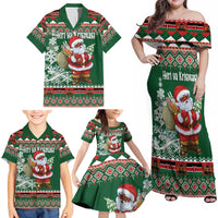 Personalized Kenya Christmas Family Matching Off Shoulder Maxi Dress and Hawaiian Shirt African Santa Claus - Heri ya Krismasi - Wonder Print Shop