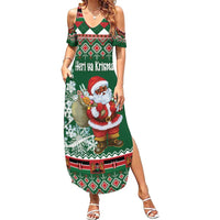 Personalized Kenya Christmas Family Matching Summer Maxi Dress and Hawaiian Shirt African Santa Claus - Heri ya Krismasi - Wonder Print Shop