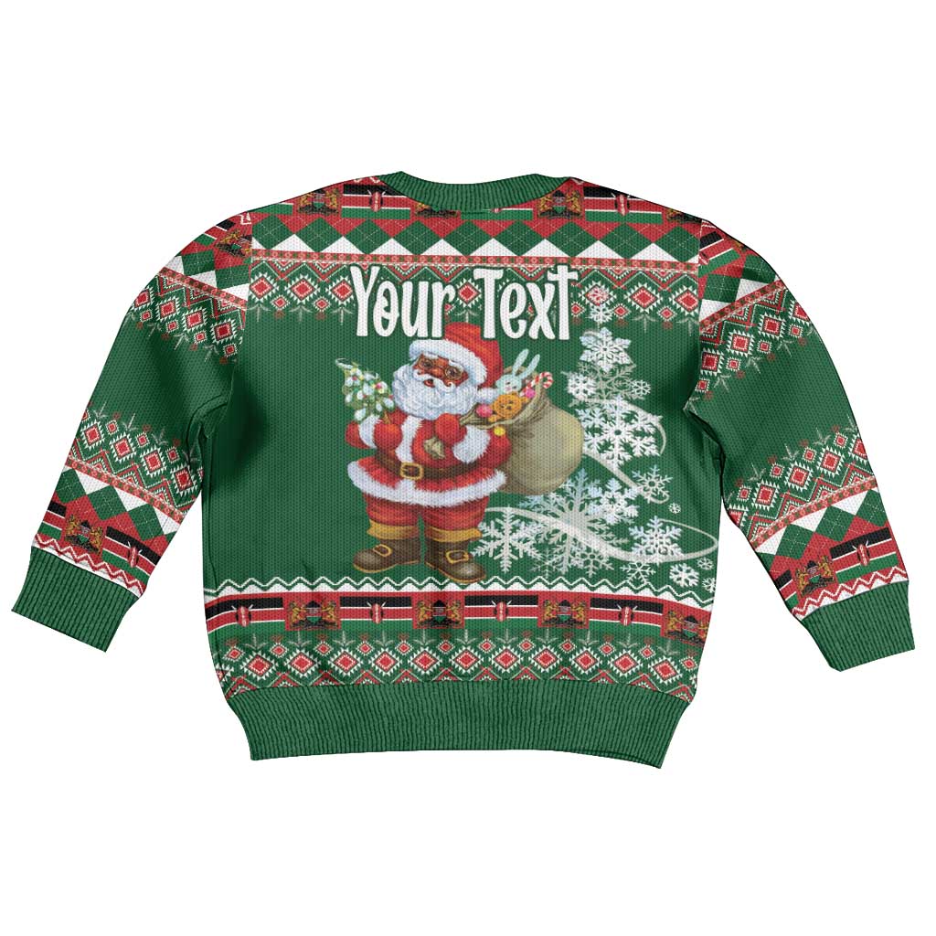 Personalized Kenya Christmas Kid Ugly Christmas Sweater African Santa Claus - Heri ya Krismasi - Wonder Print Shop