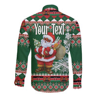 Personalized Kenya Christmas Long Sleeve Button Shirt African Santa Claus - Heri ya Krismasi - Wonder Print Shop