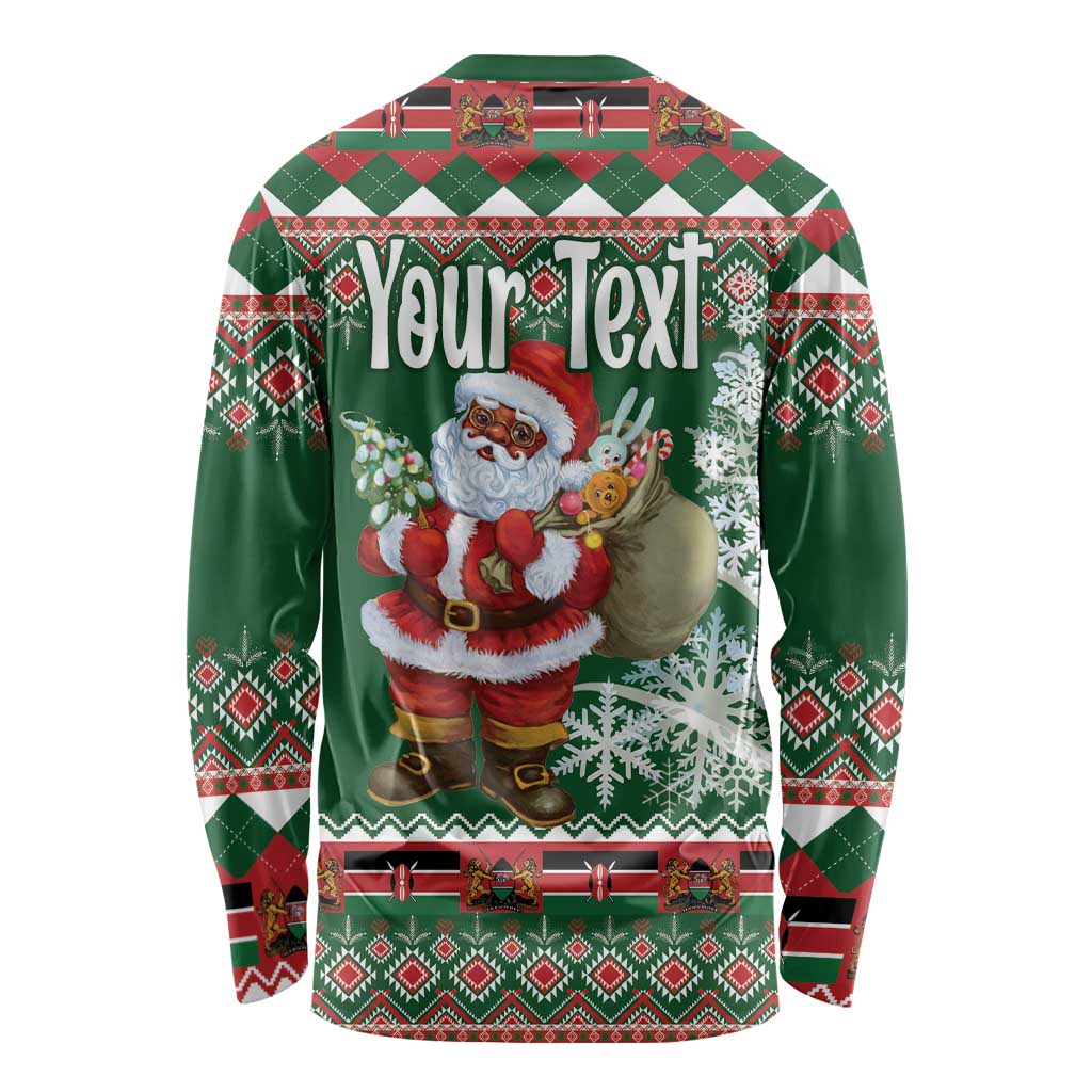 Personalized Kenya Christmas Long Sleeve Shirt African Santa Claus - Heri ya Krismasi - Wonder Print Shop