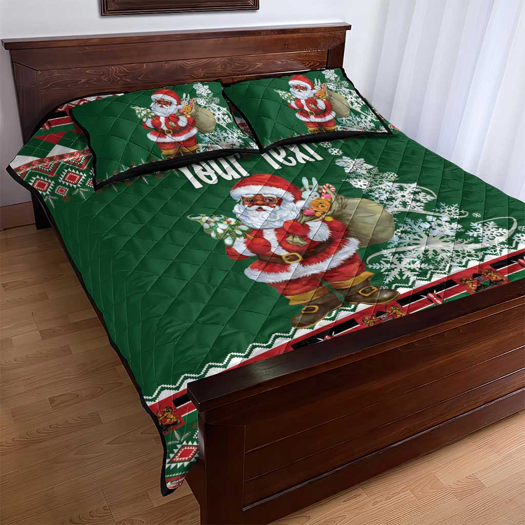 Personalized Kenya Christmas Quilt Bed Set African Santa Claus - Heri ya Krismasi - Wonder Print Shop