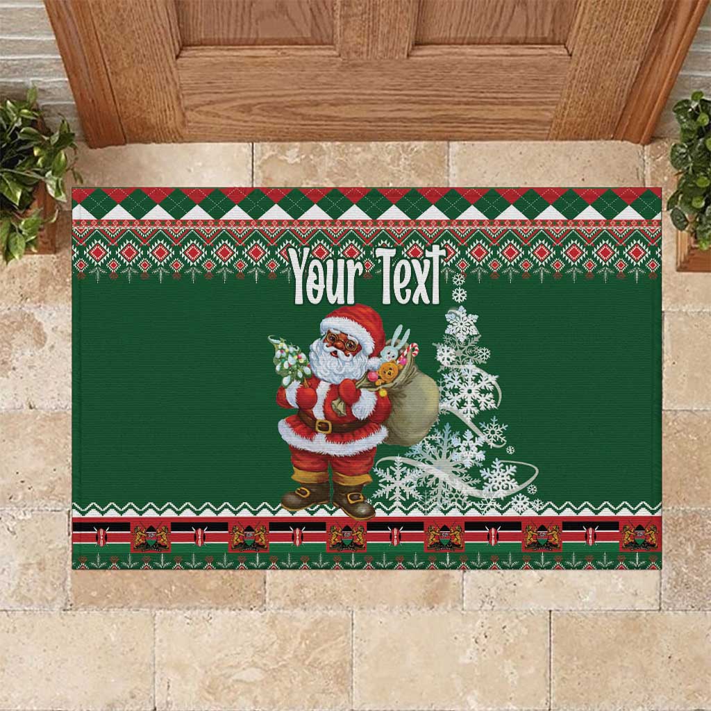 Personalized Kenya Christmas Rubber Doormat African Santa Claus - Heri ya Krismasi - Wonder Print Shop