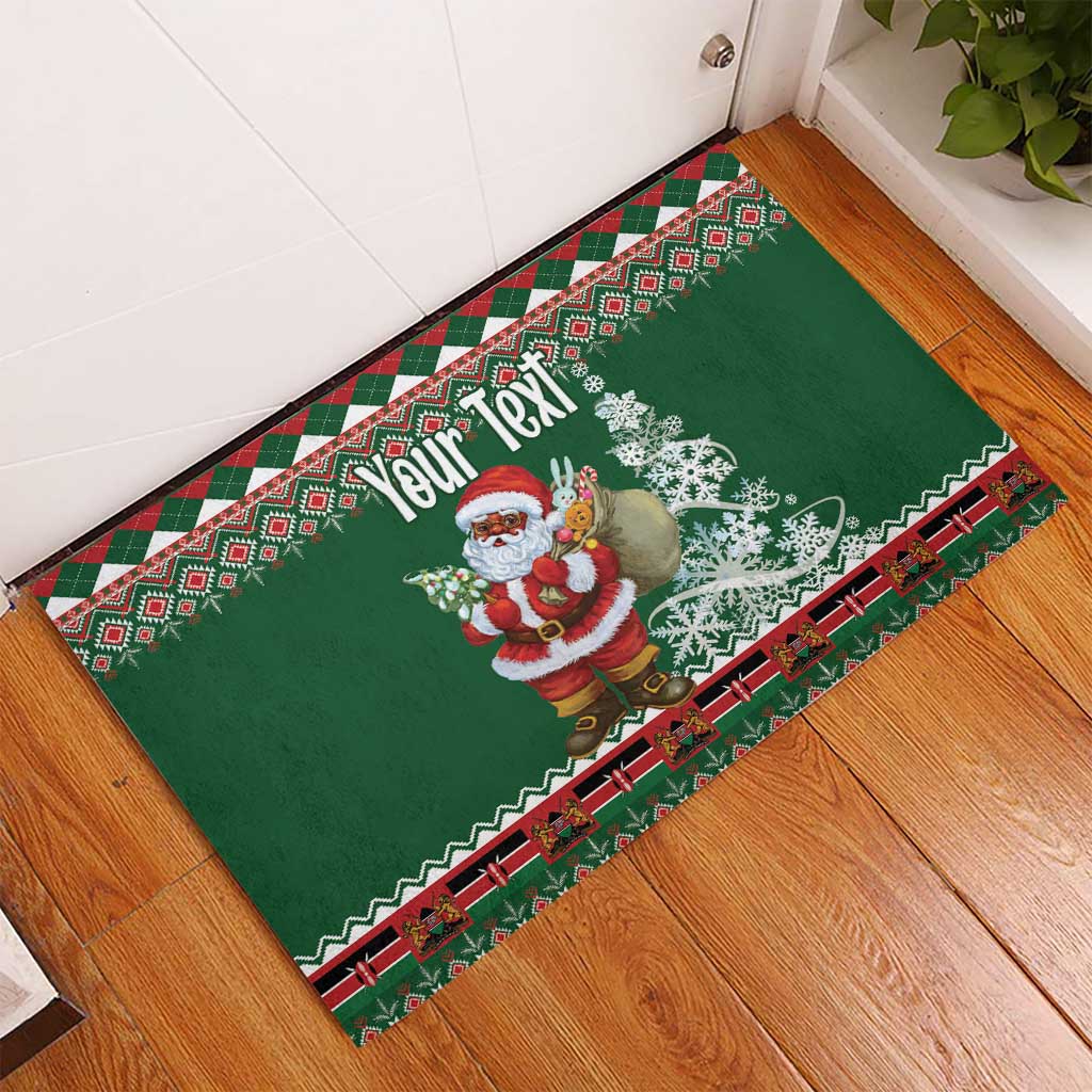 Personalized Kenya Christmas Rubber Doormat African Santa Claus - Heri ya Krismasi - Wonder Print Shop