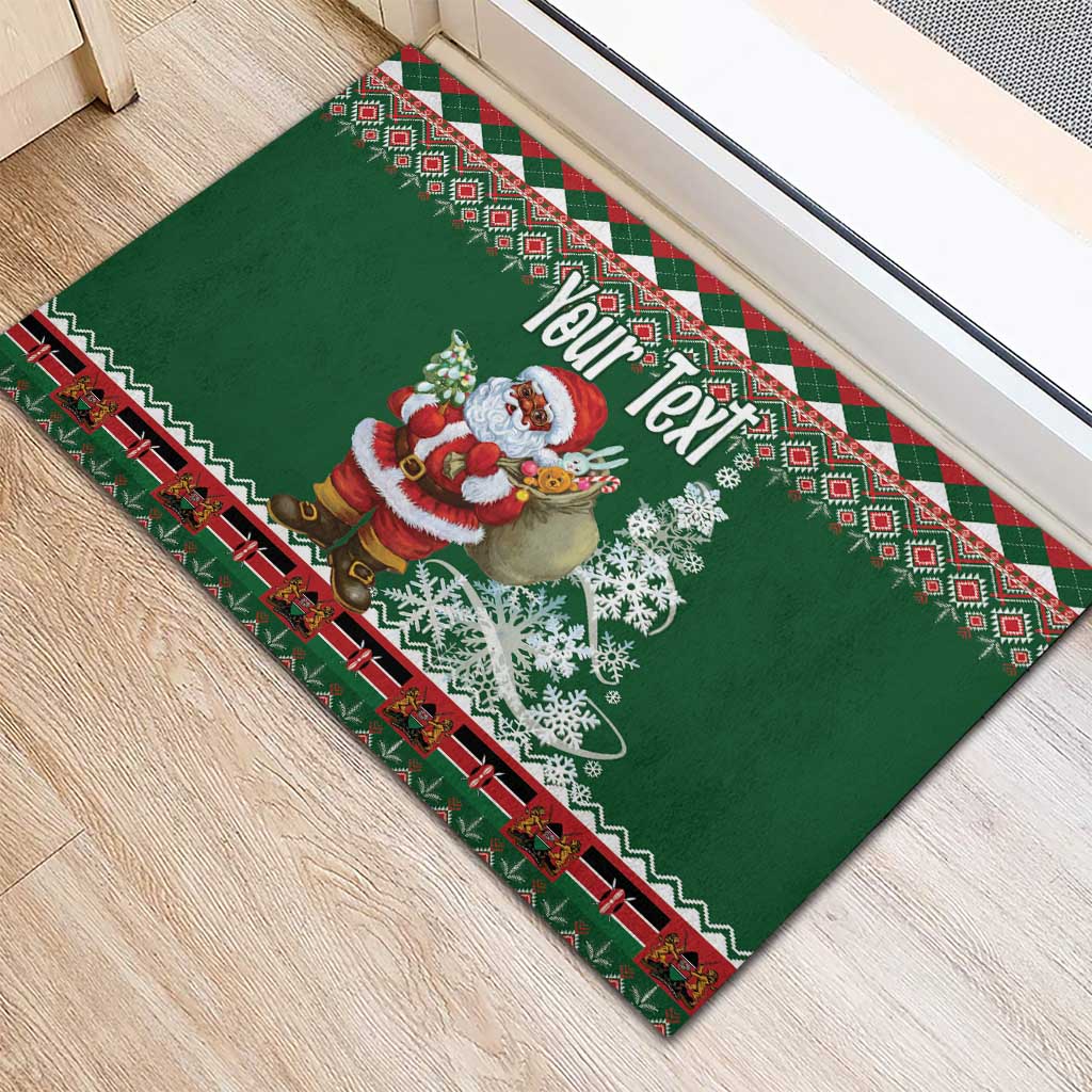 Personalized Kenya Christmas Rubber Doormat African Santa Claus - Heri ya Krismasi - Wonder Print Shop