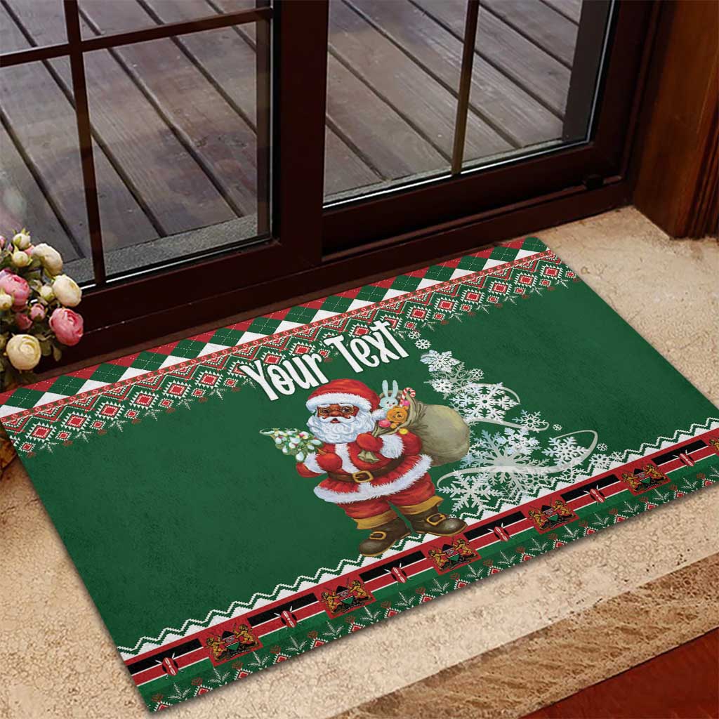 Personalized Kenya Christmas Rubber Doormat African Santa Claus - Heri ya Krismasi - Wonder Print Shop