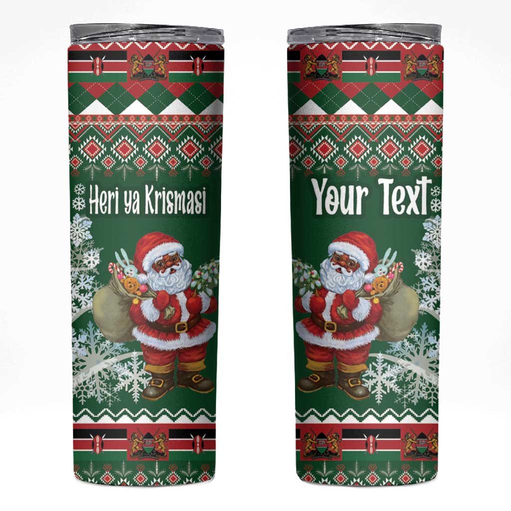 Personalized Kenya Christmas Skinny Tumbler African Santa Claus - Heri ya Krismasi - Wonder Print Shop