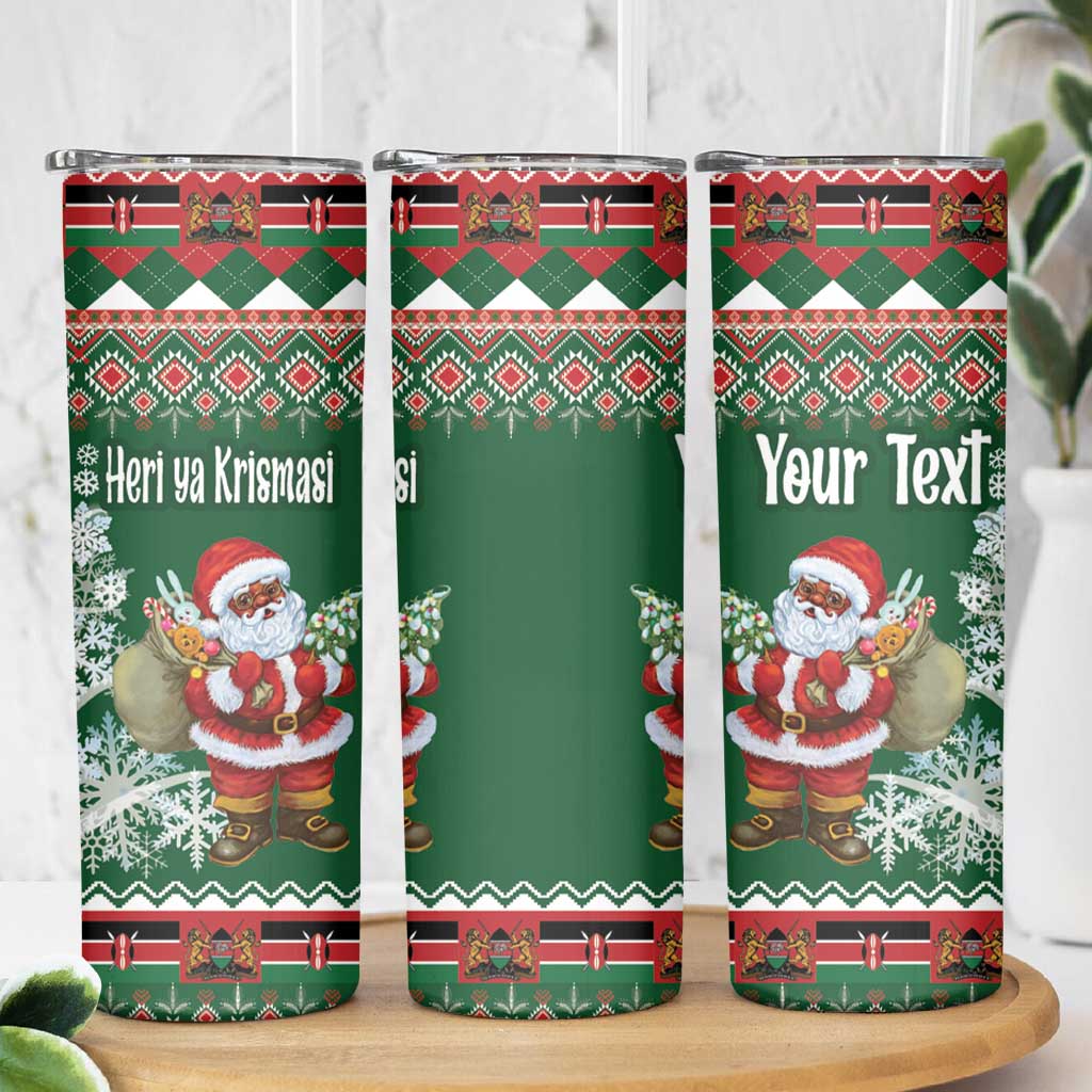 Personalized Kenya Christmas Skinny Tumbler African Santa Claus - Heri ya Krismasi - Wonder Print Shop