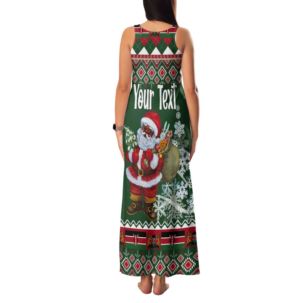 Personalized Kenya Christmas Tank Maxi Dress African Santa Claus - Heri ya Krismasi - Wonder Print Shop